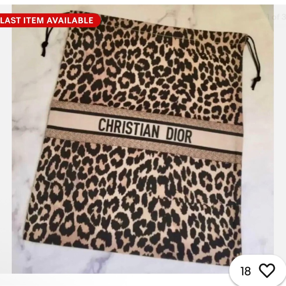 DIOR Drawstring Pouch Mitzah. Collection leopard print 28.5x23.2cm Limited RARE